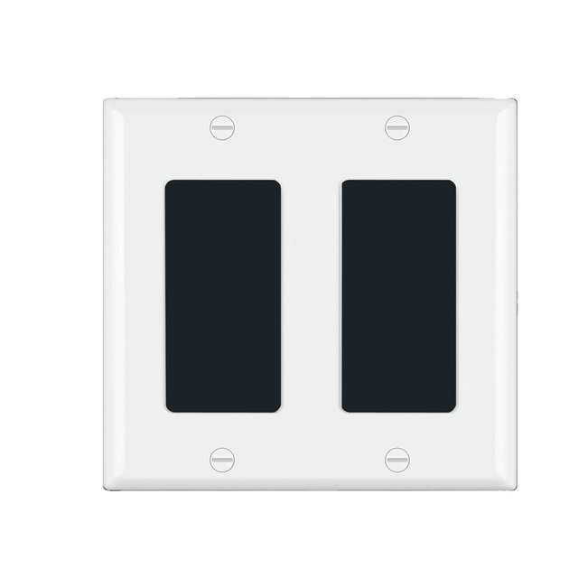 Fahint White BS18012 2 Gang UL CUL American Standard Glossy Plastic Electrical Wall Socket Switch Cover Plate with High Quality