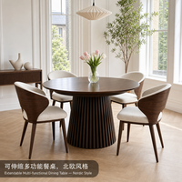 Table à manger télescopique multifonctionnelle, table ronde en bois extensible jusqu'à 2 mètres pour 10 personnes