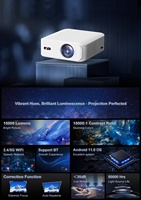 Mini projecteur LED 4K Home Cinéma avec Wi-Fi et Bluetooth, projecteur vidéo de qualité supérieure, projecteur portable Android 4K, projecteur de téléphone 1080P