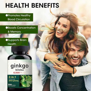 Capsules de feuilles de Ginkgo Biloba 500 mg par portion, 60 capsules, compléments alimentaires à base de plantes de qualité alimentaire pour adultes - Product Image 3