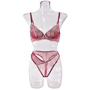Lencería Erótica Transfronteriza: Conjunto de Dos Piezas Explosivo para Mujer con Bordado Sexy y Malla en Contraste - Product Image 6
