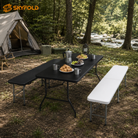 Table pliante portable noire de 6 pieds, table en plastique à haute capacité de charge pour le camping, les pique-niques et les fêtes