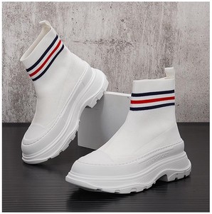 New High Cut Thick Sole <b>Height</b> <b>Increasing</b> Outdoor Fashion Casual <b>Shoes</b>, Fashionable Socks <b>Shoes</b>, Mesh Breathable Men's <b>Shoes</b> - Product Image 1