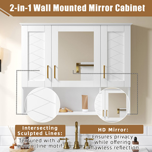 Armoire à pharmacie murale 2 en 1 de 35 pouces avec étagères réglables, portes à fermeture douce, miroir haute définition, rangement pour salle de bain - Product Image 5