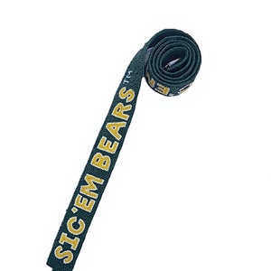 CRYSTAL CRAFT Sic'Em Bears Sangle en sangle tissée perlée, accessoire de sac à main vintage écologique avec crochet, vert jaune, texte en relief - Product Image 1