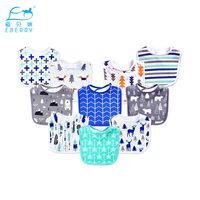 Bavoirs unisexes pour enfants, lot de 2 bandanas bébé en coton doux/PEVA, écologiques, jetables, antibactériens, lavables, à boutons-pression