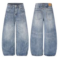 Jean à rivets pour homme, style punk inspiré du design rétro américain - Coupe large et décontractée, style tendance