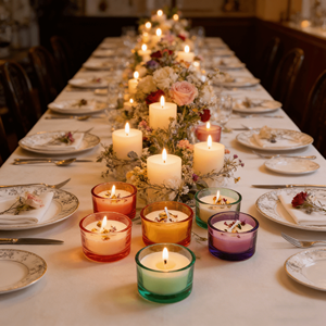 Velas Aromáticas de Cera Vegetal Zijin con Flores Secas, 5 Colores, Duración de 4 a 8 Horas, para Decoración de Hogar, Fiestas y Cumpleaños - Product Image 1