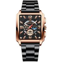 Montre carrée en quartz étanche de luxe pour homme, date, sport, cadran ajouré
