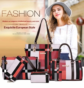 Conjunto de Bolsos de Piel Sintética con Logotipo Personalizado, Colección de Bolsos de Mano con Estampado a Cuadros Vintage, Bolso Tote y Bandolera, Conjunto de Bolsos para Mujer - Product Image 2