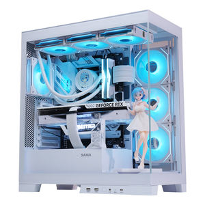SAMA双面钢化玻璃背线电子竞技机箱电脑支持背插头主板机箱电脑atx电脑机箱 - Product Image 1