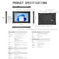 Tablette robuste de 12,2 pouces, Windows 11, Intel N5100, IP65, étanche à l'eau et à la poussière, SSD 128 Go, stylet actif, 4G LTE, GPS, 650 nits