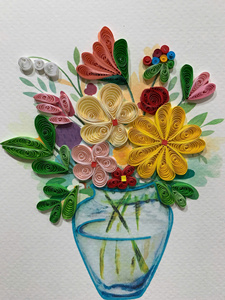 Carte 3D en quilling floral, œuvre d'art en papier faite à la main, carte de vœux réfléchie pour les célébrations, les remerciements et les moments spéciaux - Product Image 5