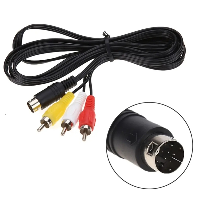 1.8M Retro-bit AV RCA Audio Video Cable for Sega Genesis 2 3 II III Connection Cord 3 RCA to 9 Pin Nickel Plated Plug Game Cable