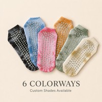 Chaussettes de yoga OEM personnalisées tie-dye 6 couleurs antidérapantes respirantes pour athlètes, vente en gros, logo personnalisé, printemps, adaptées aux diabétiques