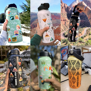 Dual Wall Vacuum Insulated Stainless Steel Flask 40 Ounce Travel Water <b>Bottle</b> Full Laser Printing Spot Sticker Double Tumbler - Product Image 6