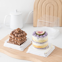 Boîte d'emballage pour gâteau de 2 pouces, pour mousse, petit gâteau, pâtisserie, boîtes d'emballage transparentes en blister mini avec étiquette