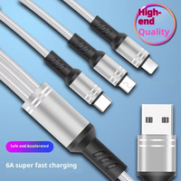 Câble de charge USB super rapide 3 en 1 de 1,2 m 6A pour Micro Type C USB vers Type C Câble de charge rapide USB