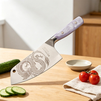 Design chic Couteau chinois intelligent de 7 pouces Couteau de cuisine en acier inoxydable avec motif laser pour chef