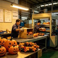 Promotion Halloween 2026 : Ensemble de décorations d'Halloween avec citrouille, feuille d'érable et fruits de chêne artificiels