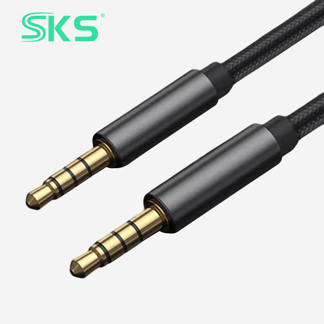 Gold Plated 3.5mm Male to Male TRRS Audio AUX Cable Nylon Braided Auxiliary Cable for Car Headphones Smartphones Speakers