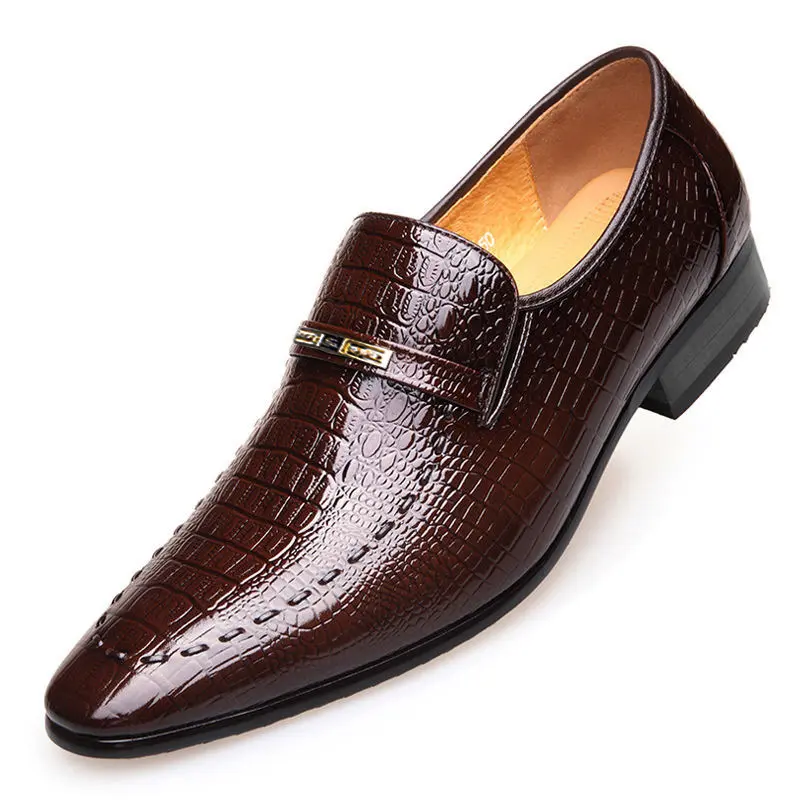New Arrivals Mens Alligator Pattern Casual Slip On Leather Loafers Wedding Business Dress Shoes