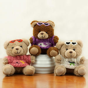 Lindo oso de peluche muñeco de juguete suéter colgante personalizado OEM ODM llaveros PP algodón relleno Animal juguetes malla forro promoción regalo - Product Image 1