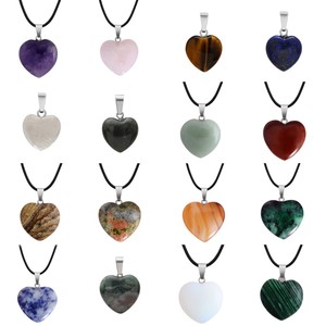 47 perles de chakra de guérison multicolores pierre précieuse opale oeil de tigre cristal quartz pierre précieuse amour coeur forme pierre pendentif collier - Product Image 2