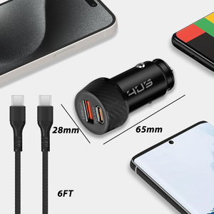 30W PD+QC Fast Charging USB A+Type C Car <b>Charger</b> & 6ft <b>Long</b> Cable Combo for <b>iphone</b> and Android - Product Image 2