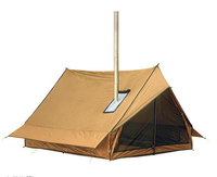 Tenda Camping Pantai Gaya Kabin Dua Lapis Ringan dengan Cerobong Asap, Dapat Digunakan Empat Musim, Bahan Kain Polyester Anti Air 3000mm