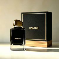 Flacon de parfum en verre carré vide de 30 ml, 50 ml, 100 ml avec un capuchon unique en argent et en or