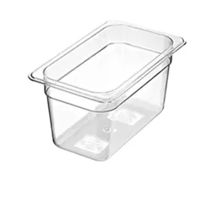 Gıda sınıfı yemek tavası, buzdolabında taze saklama kutusu, kapaklı polikarbonat GN konteynerler plastik şeffaf gıda plakası