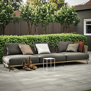 Ensemble de 4 coussins de siège profonds en forme de cube, contemporains, pour canapé de <span class=keywords><strong>salon</strong></span> de <span class=keywords><strong>jardin</strong></span> en métal et rotin, ensemble de deux pièces - Product Image 1