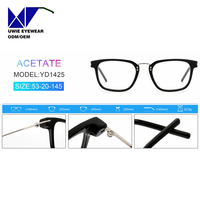 Monture de prescription carrée en métal et acétate sur mesure, taille 53-20-145, vision haute définition pour adultes unisexes, logo personnalisé, MOQ 50 pièces