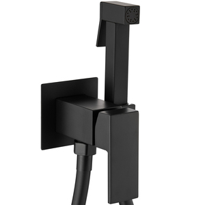 Matt Black Square High-Pressure Brass Shower Head <strong>Sprayer</strong> Valve <strong>Toilet</strong> <strong>Bidet</strong> Partner for Hotels - Product Image 1