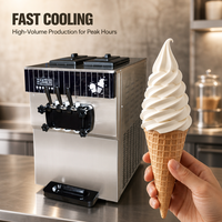 Machine à glaces professionnelle en acier inoxydable 3 saveurs, machine à gelato de comptoir