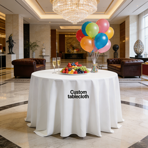 अनुकूलन राउंड पॉलिएस्टर टेबलटाट कपड़े धोने योग्य उपयोग शादियों के समारोहों के लिए पुनः उपयोग किया जा सकता है - Product Image 5
