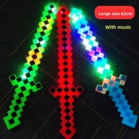 Nouveau sabre laser LED au design créatif, jouet lumineux en plastique, mosaïque Minecraft, épées clignotantes avec son