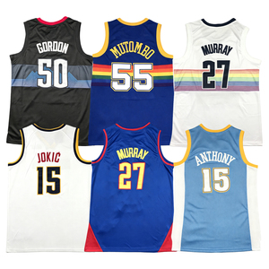 Maglia da Basket di Nikola Jokic, Jamal Murray, Aaron Gordon, Dikembe Mutombo, Stile Retrò, Cucita, per Uomo, Taglie S-2XL - Product Image 1