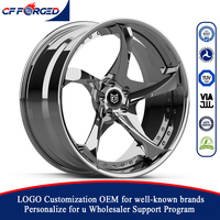 Jantes forgées en carbone (CF) noires brillantes chromées, design 5 branches, 2 pièces, 18, 19, 20 pouces, 5x114.3 pour Ford Mustang Muscle Car