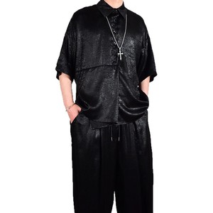 Kemeja Pria Lengan Setengah Bahan Katun Jacquard Solid Musim Panas 2025 Nepal, Model Korea Trendi, Longgar Kasual - Product Image 5