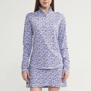 Personalizado Nova Moda Senhora Slim Fit Quarter Zip Golf Pullover Wublimation Impressão 1/4 Zip Pullover Sweater Para As Mulheres