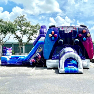 Castillo hinchable <b>inflatable</b> level up bounce house with <b>water</b> <b>slide</b> commercial kids bouncy castle combo - Product Image 1