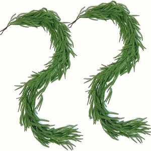 Guirnalda de agujas de pino artificial de 150 cm, 180 cm, 270 cm, decoración navideña de ratán para chimenea, decoración festiva. - Product Image 2