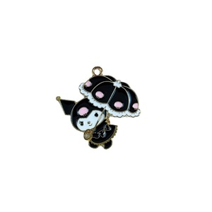 Gantungan Kunci Enamel Anime Kuromi Kucing Setan Lucu Kartun Baru untuk Pembuatan Perhiasan Anting Kalung Wanita - Product Image 5