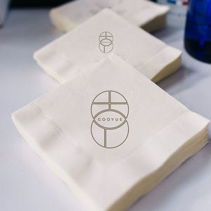 Fabricants de serviettes de table personnalisées 2/3ply Logo Dîner Cocktail Boisson Serviette blanche imprimée Serviettes de mariage en papier de soie - Product Image 3