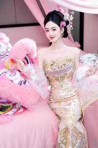 S3986L Nuovo Stile Abito Tradizionale Cinese Senza Spalline Viola Chiaro con Dragone e Fenice Xiuhe per Cerimonia Nuziale - Product Image 2