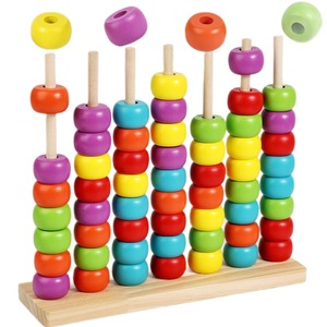 Jouet éducatif <span class=keywords><strong>en</strong></span> <span class=keywords><strong>bois</strong></span> coloré avec perles pour l'apprentissage précoce, abaque pour l'association des couleurs, amusant pour la maternelle et l'éveil des bébés - Product Image 5