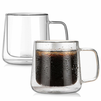 Vente en gros de tasses à lait en verre à double paroi isolées, tasses à café pour cappuccino, latte, americano