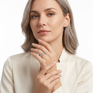 Bague de fiançailles en argent sterling 925 avec diamant de laboratoire rond, sertie en couronne, en forme de V, bijou de promesse nuptiale pour femme - Product Image 4